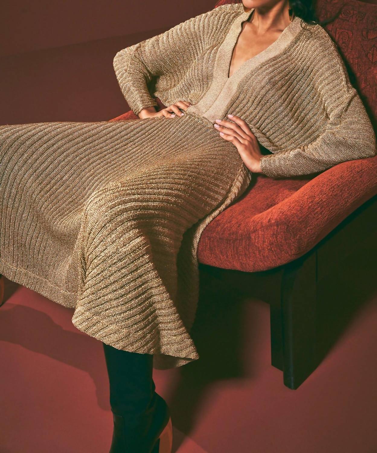 ALEXIS Heida Midi Dress in gold - women's dress - view 4