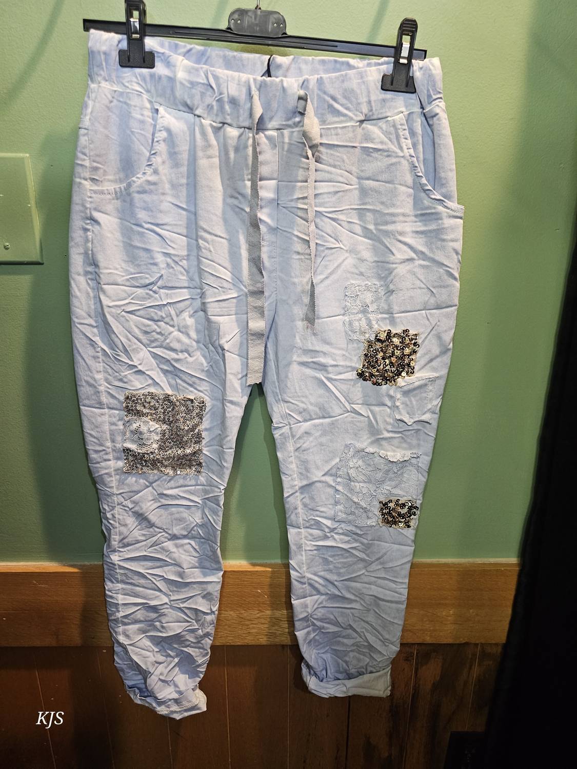 Made In Italy - Women's Embroidered Italian Crinkle Joggers