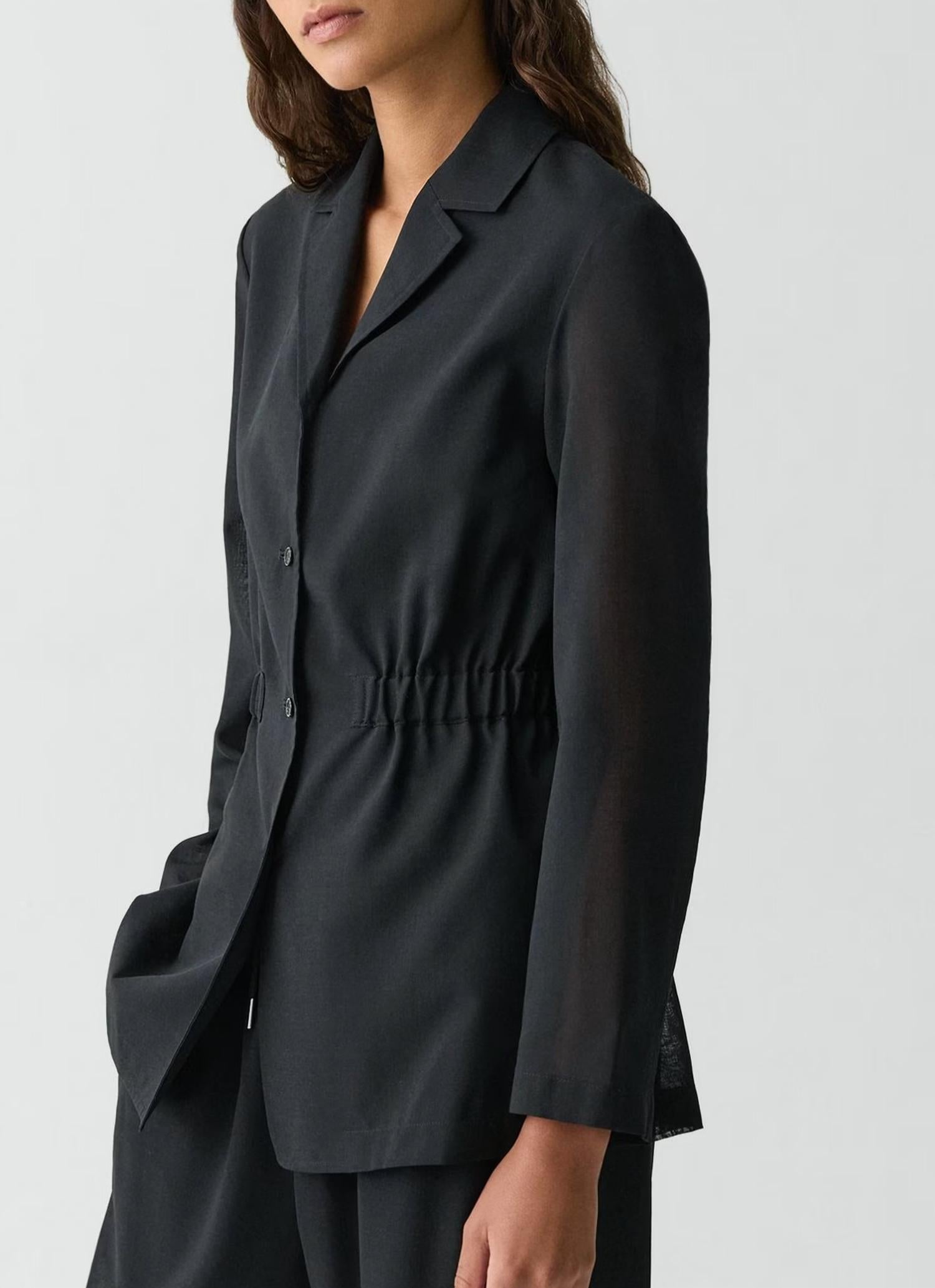 Theory Cinch Waist Lightweight Jacket in black - women's jacket - detail view