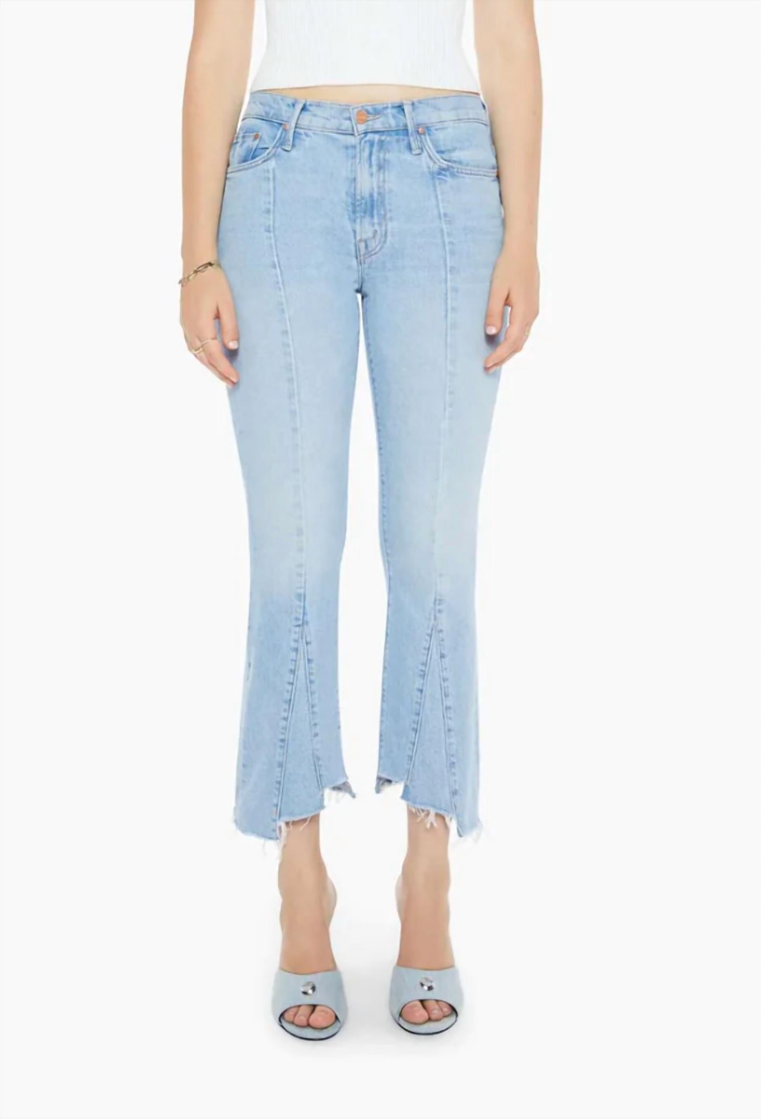 Mother Insider Crop Pointy Fray Jeans in let s get it together - women's jeans - detail view
