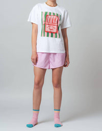 Urban Daizy - Sardine Graphic Tee and Striped Shorts Set