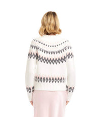 Karen Kane Jacquard Crewneck Sweater - Petite in off white - women's sweater - alternate view