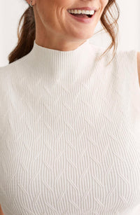 Tribal - Sleeveless Mock Neck Top