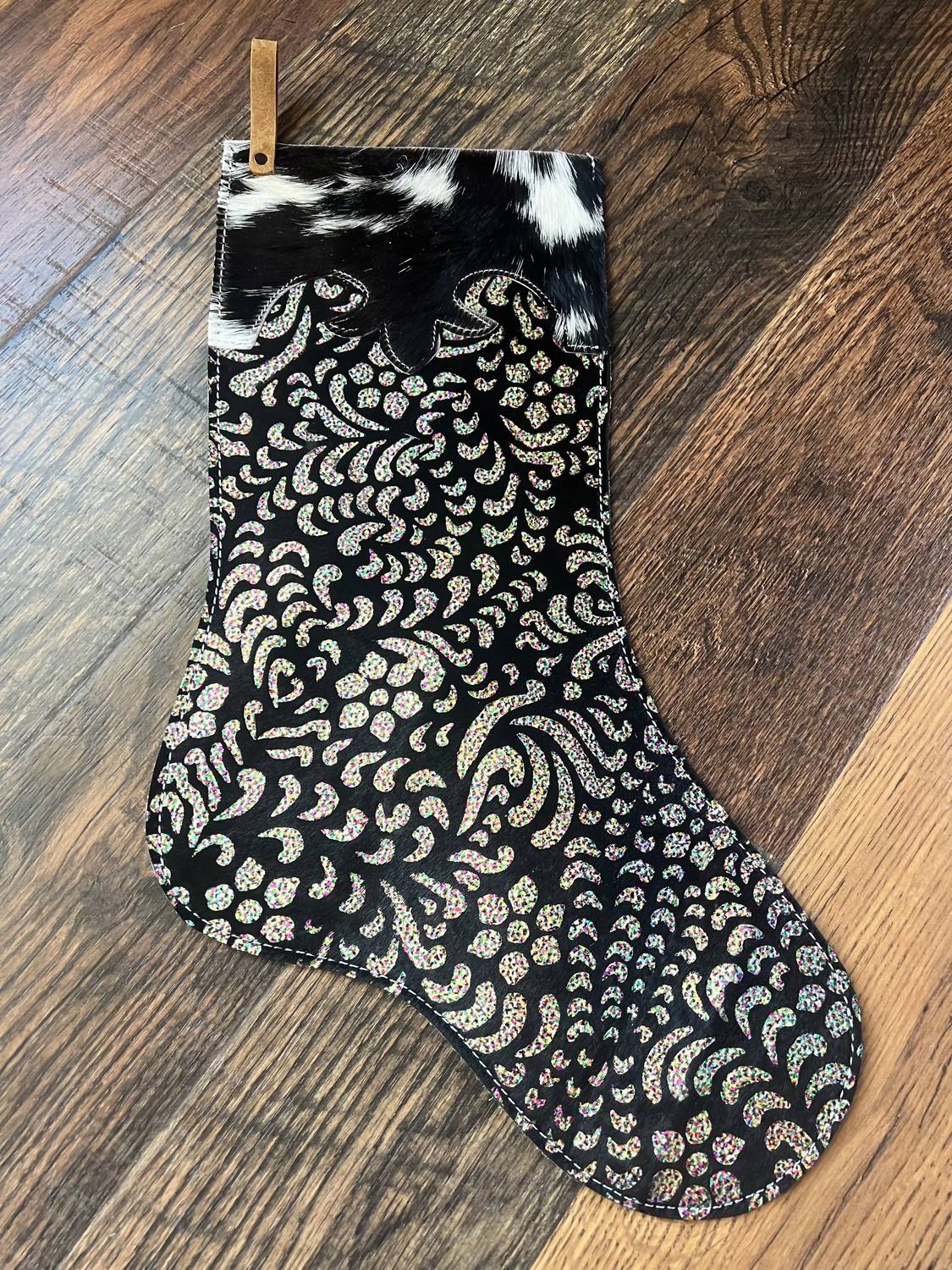 Showman - Glitter Cowhide Christmas Stocking