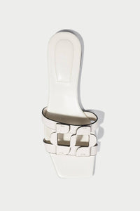 SIMKHAI Women's Monogram Flat Slide in ivory - women's sandal - detail view
