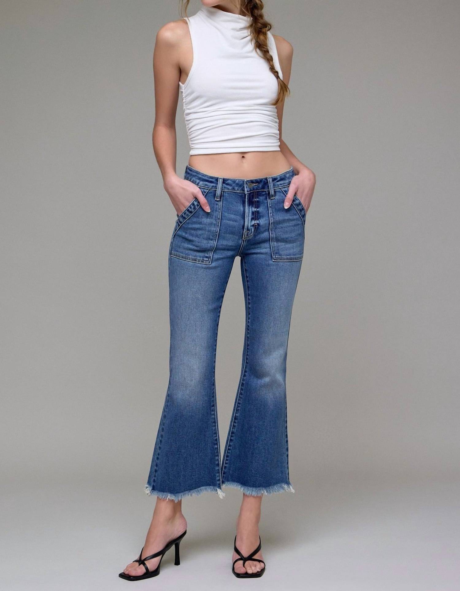 Hidden - Happi Cargo Crop Flare Jeans