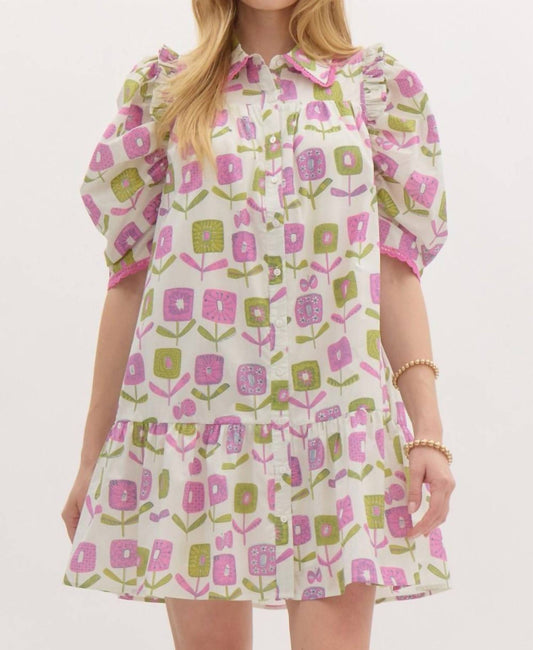 Entro - Floral Printed Ruffle Mini Dress