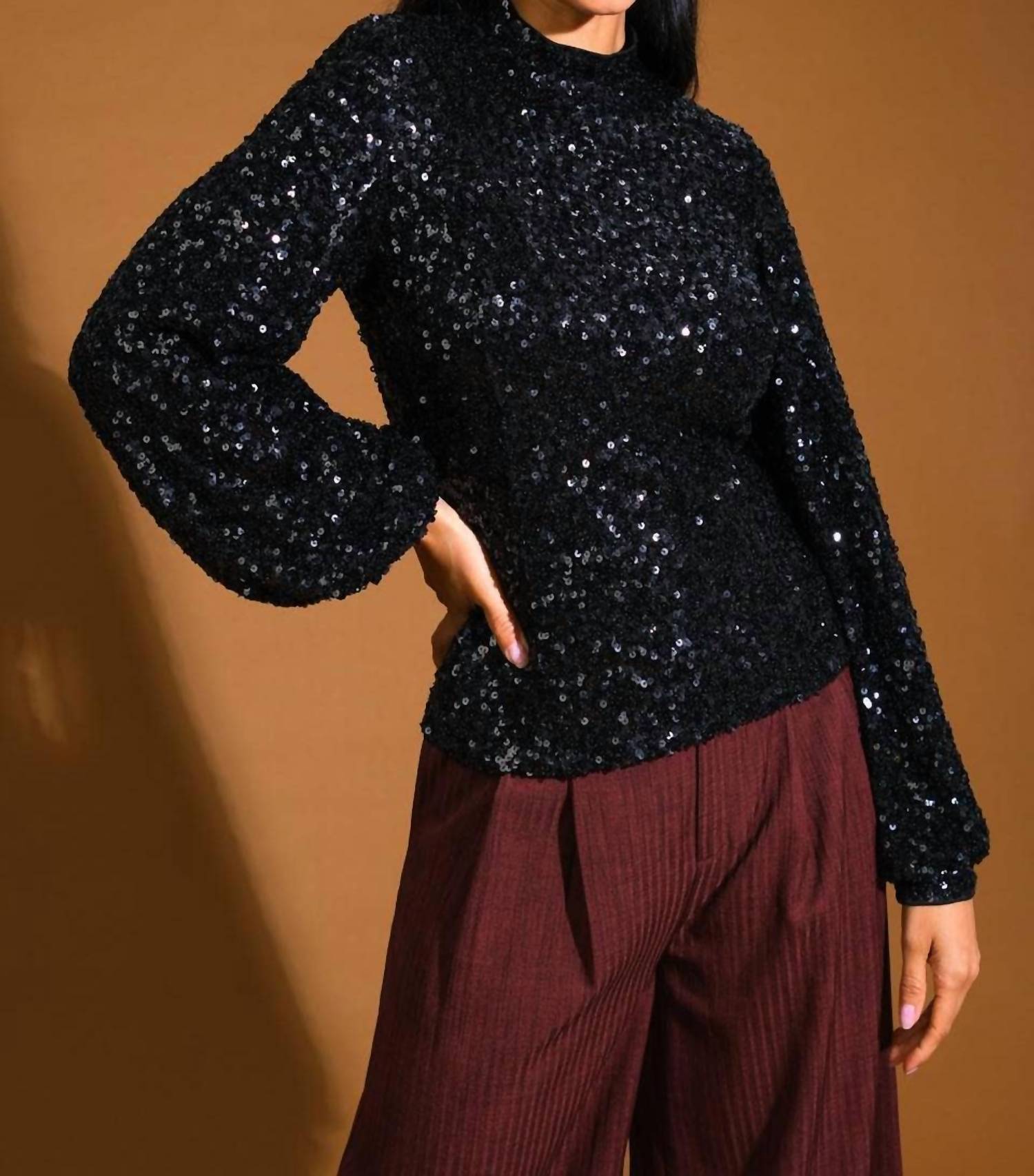 Flying Tomato - Longsleeve Sequin Top