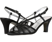 David Tate Women's Refined Sandal in black satin - women's sandal