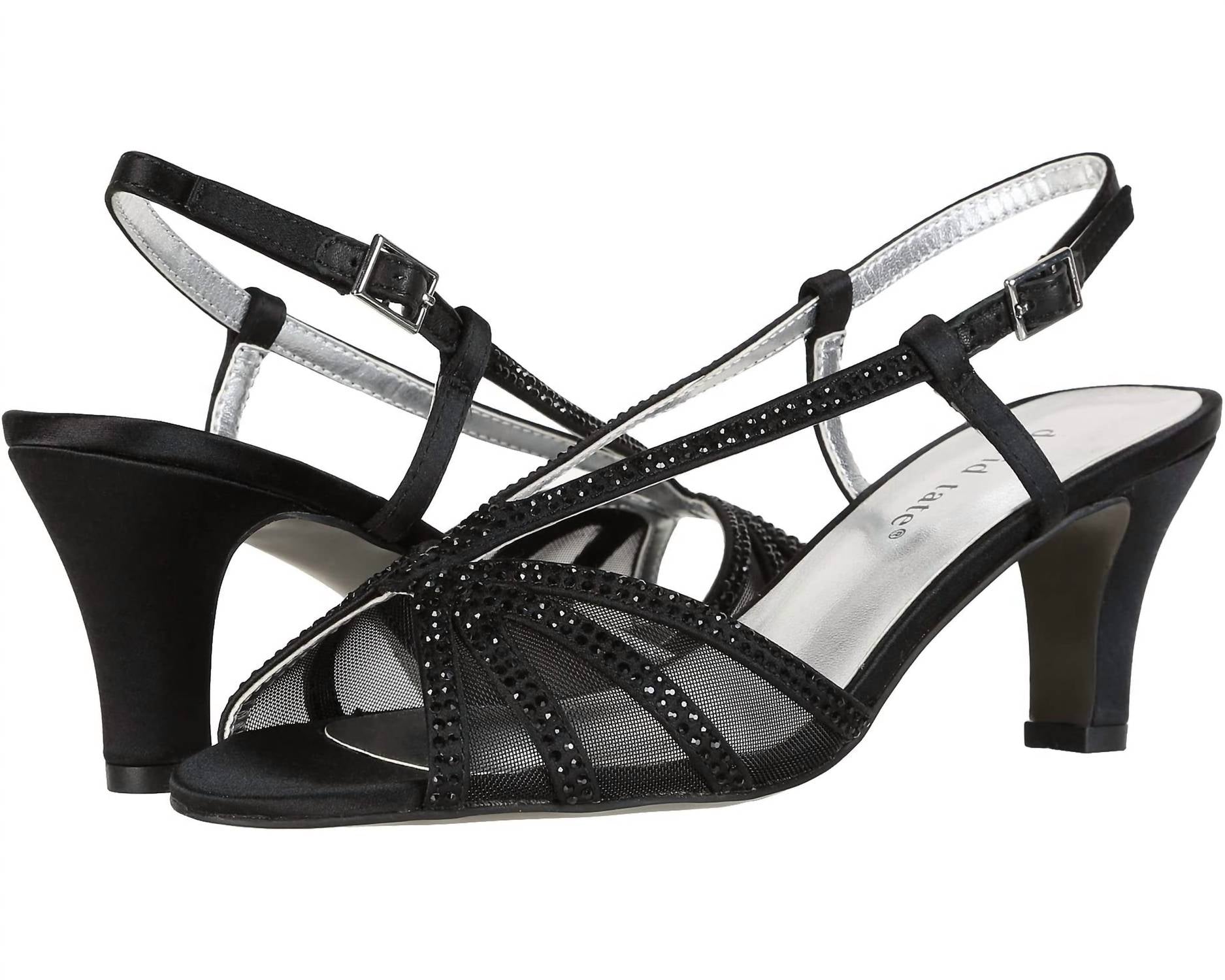 David Tate Women's Refined Sandal in black satin - women's sandal