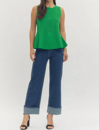 Entro - Emerald Elegance Peplum Top