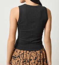 Lilla P - Rib Slub Side Pleat Tank Top