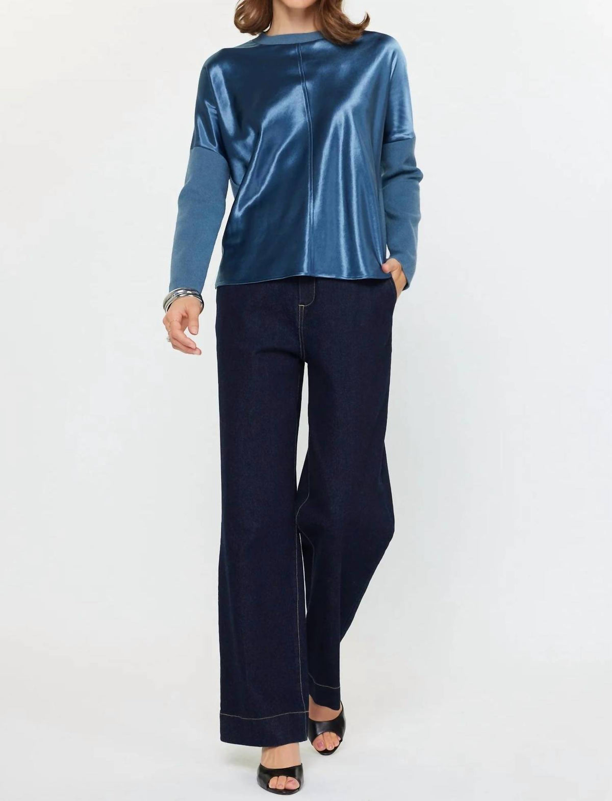 Nyland - Adina Mixed Media Metallic Knit Sweater