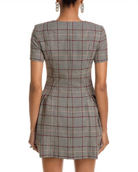 self-portrait Check Wool Mini Dress in brown - women's dress - view 4
