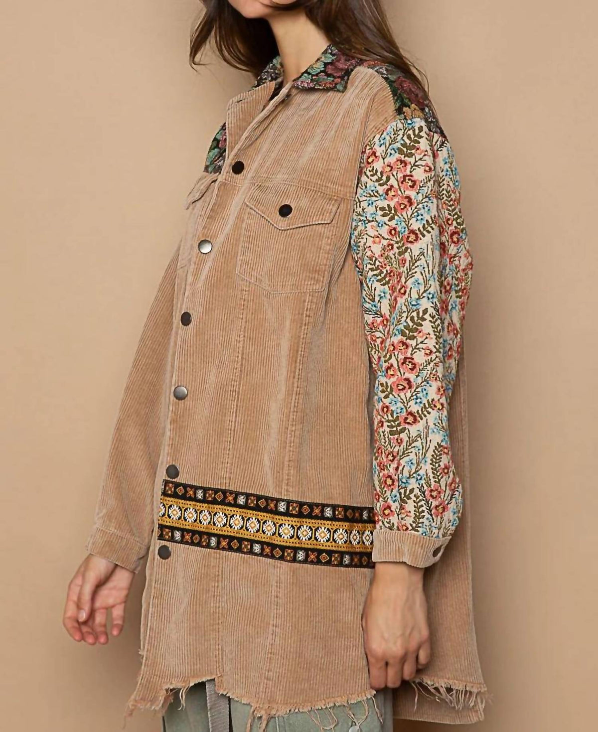 Pol - Oversized Jacquard Print Shacket