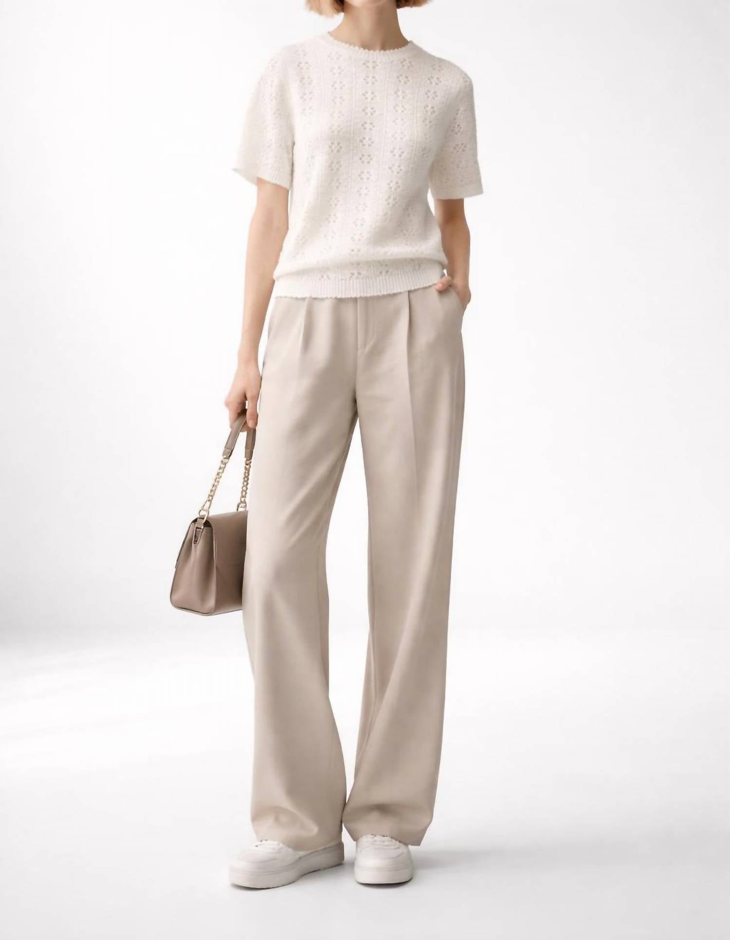 DÔEN Monica Short Sleeve Sweater in swan - women's sweater