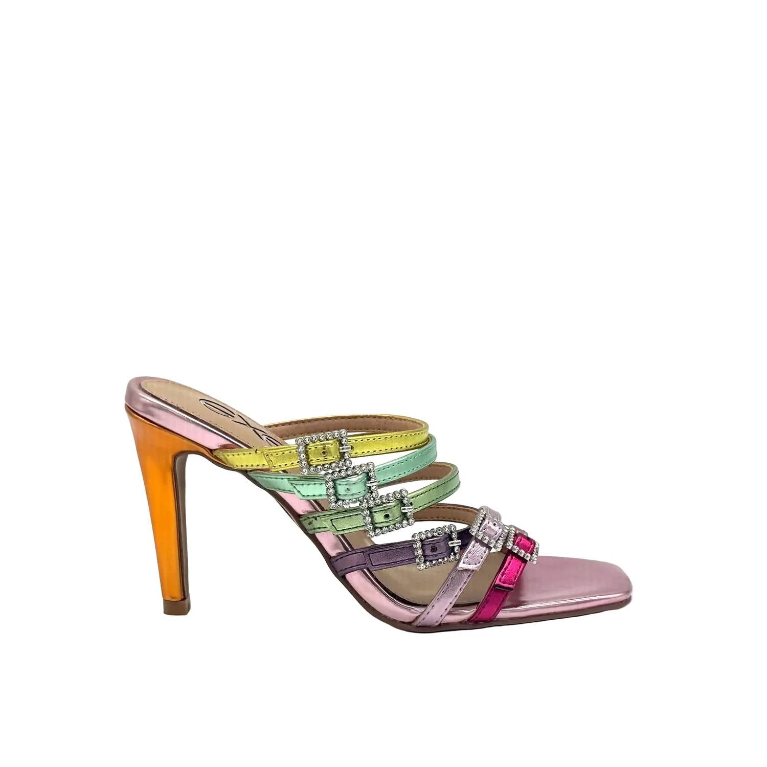 Exe - Women's Victoria Strap Crystal Buckle Heels
