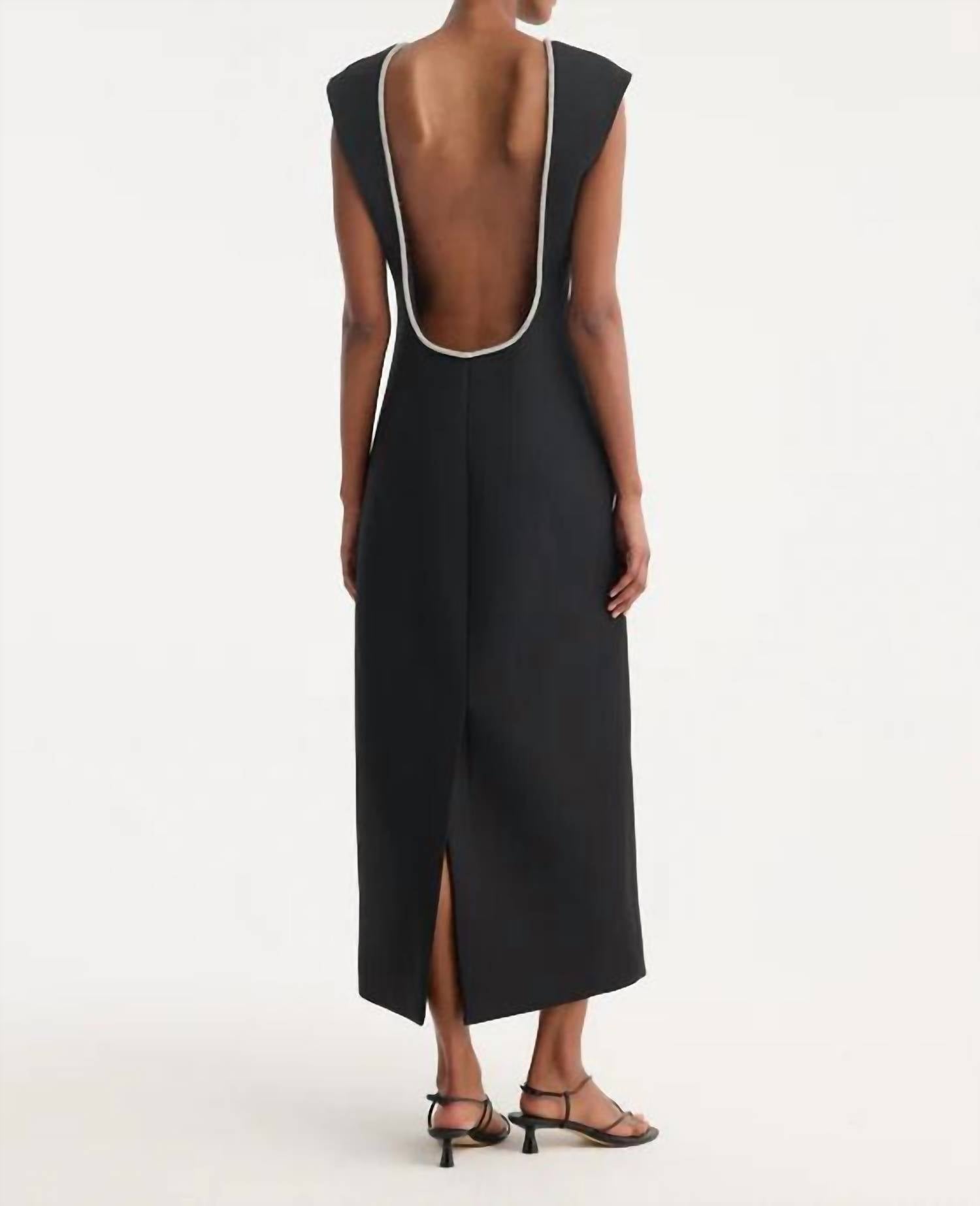 ROHE Open Back Appliqué Maxi Dress in black - women's dress - alternate view