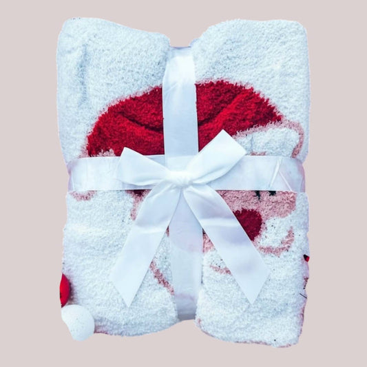 Prickly Pear Tx - Santa Face Christmas Holiday Blanket