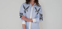 Las Sureñas Mystic Desert Shirt in light blue - women's blouse - detail view