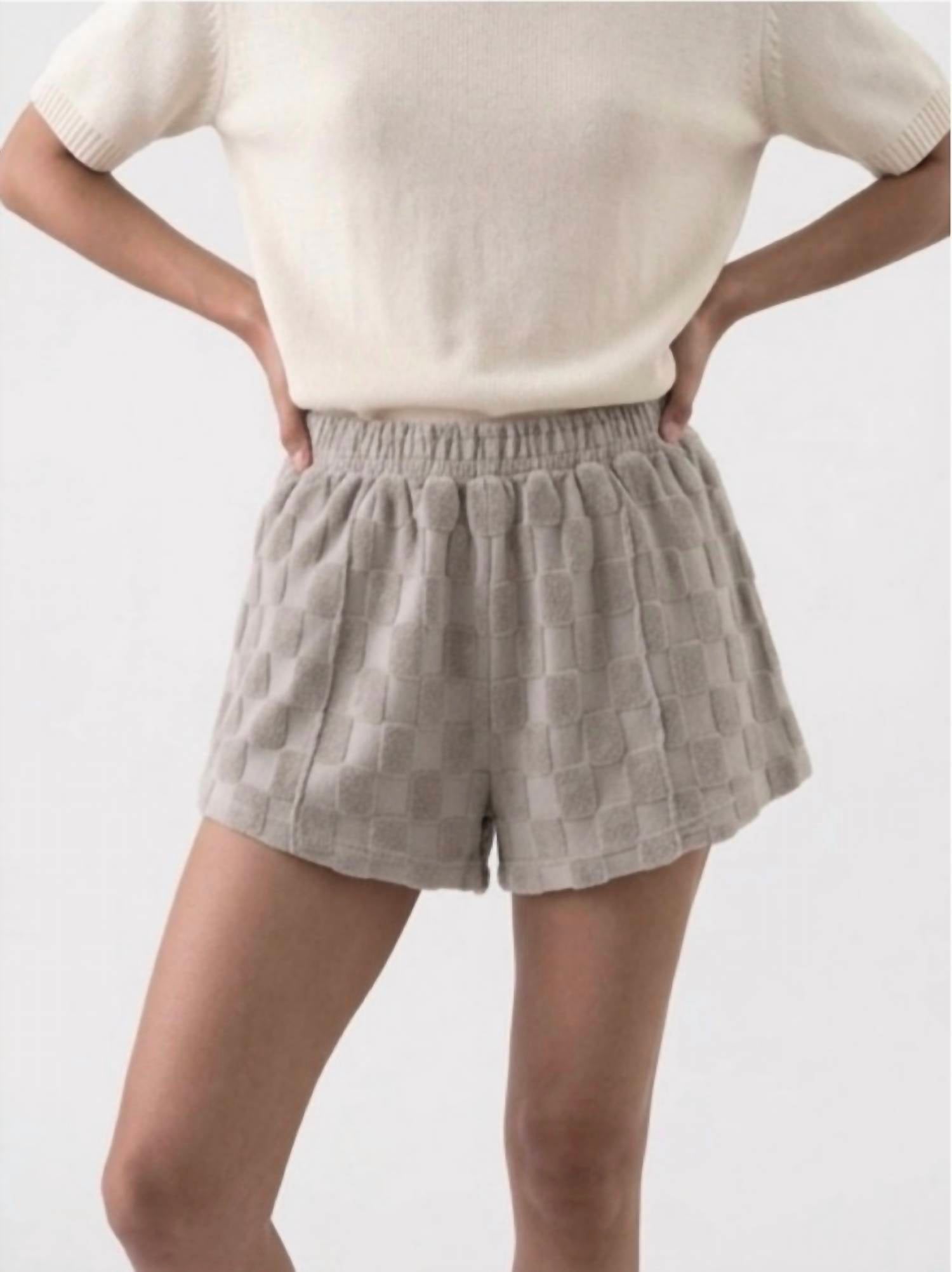 Nia - Checkered Terry Shorts