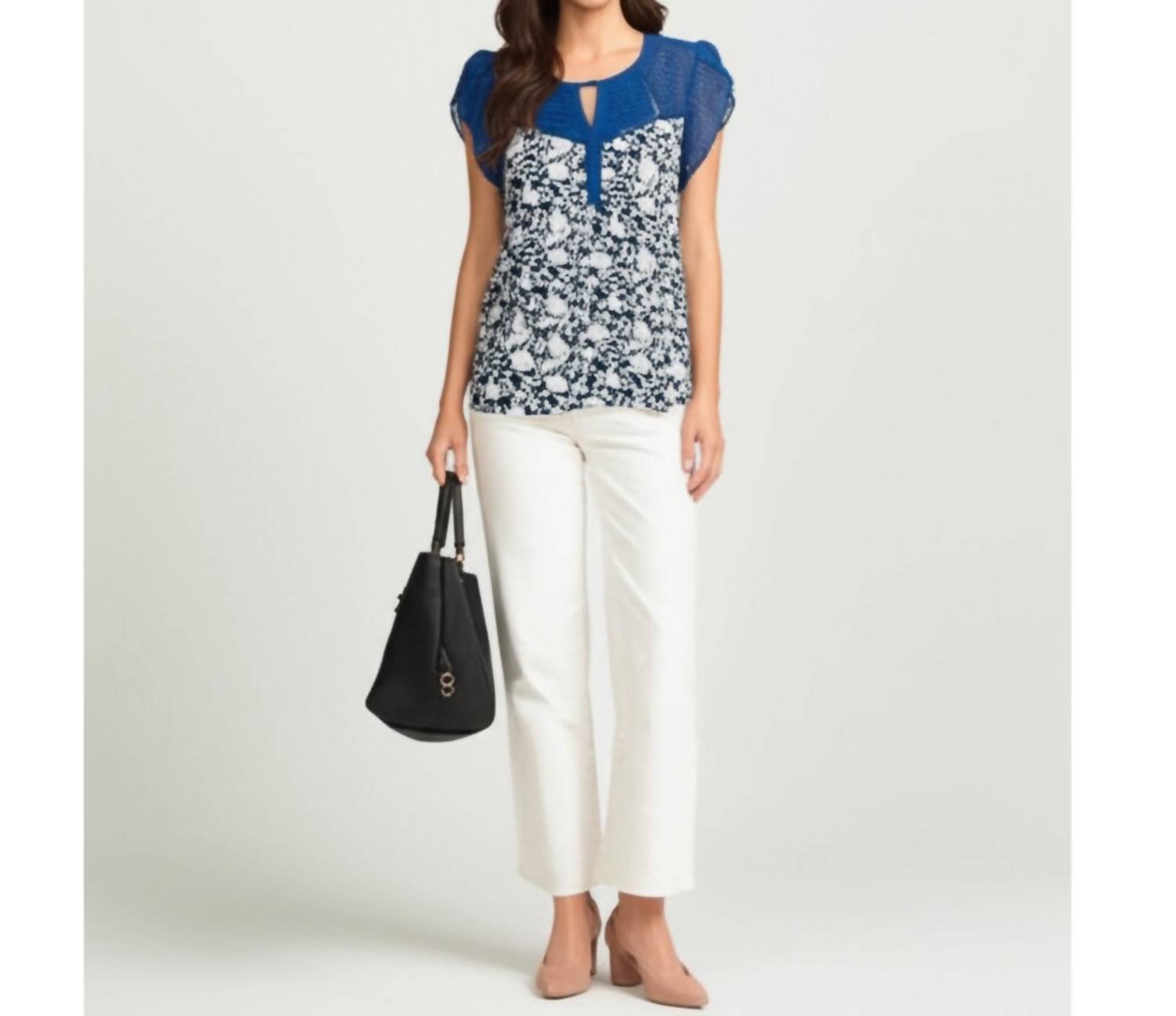 Daniel Rainn - Cottage Floral Short Sleeve Blouse