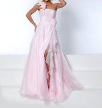 Johnathan Kayne One Shoulder Floral Gown in baby pink - women's dress