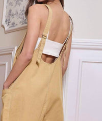 BUCKETLIST Gerri Overall Jumpsuit in brown - women's pants - detail view