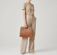 American Darling - Women's Hand-tooled And Painted Leather Clutch Bag