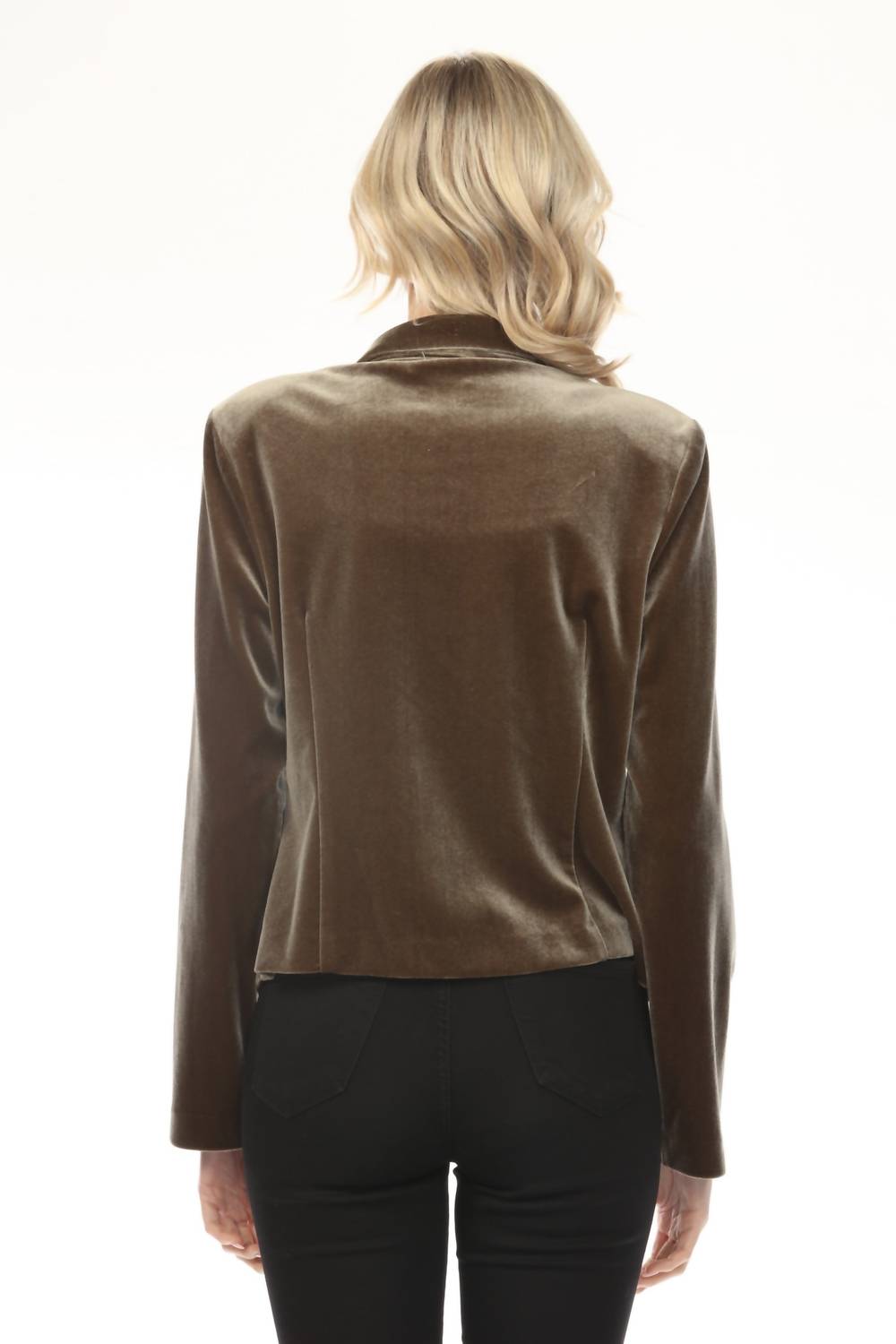 Joseph Ribkoff Double-breasted Velvet Blazer Jacket in khaki - women's jacket - alternate view