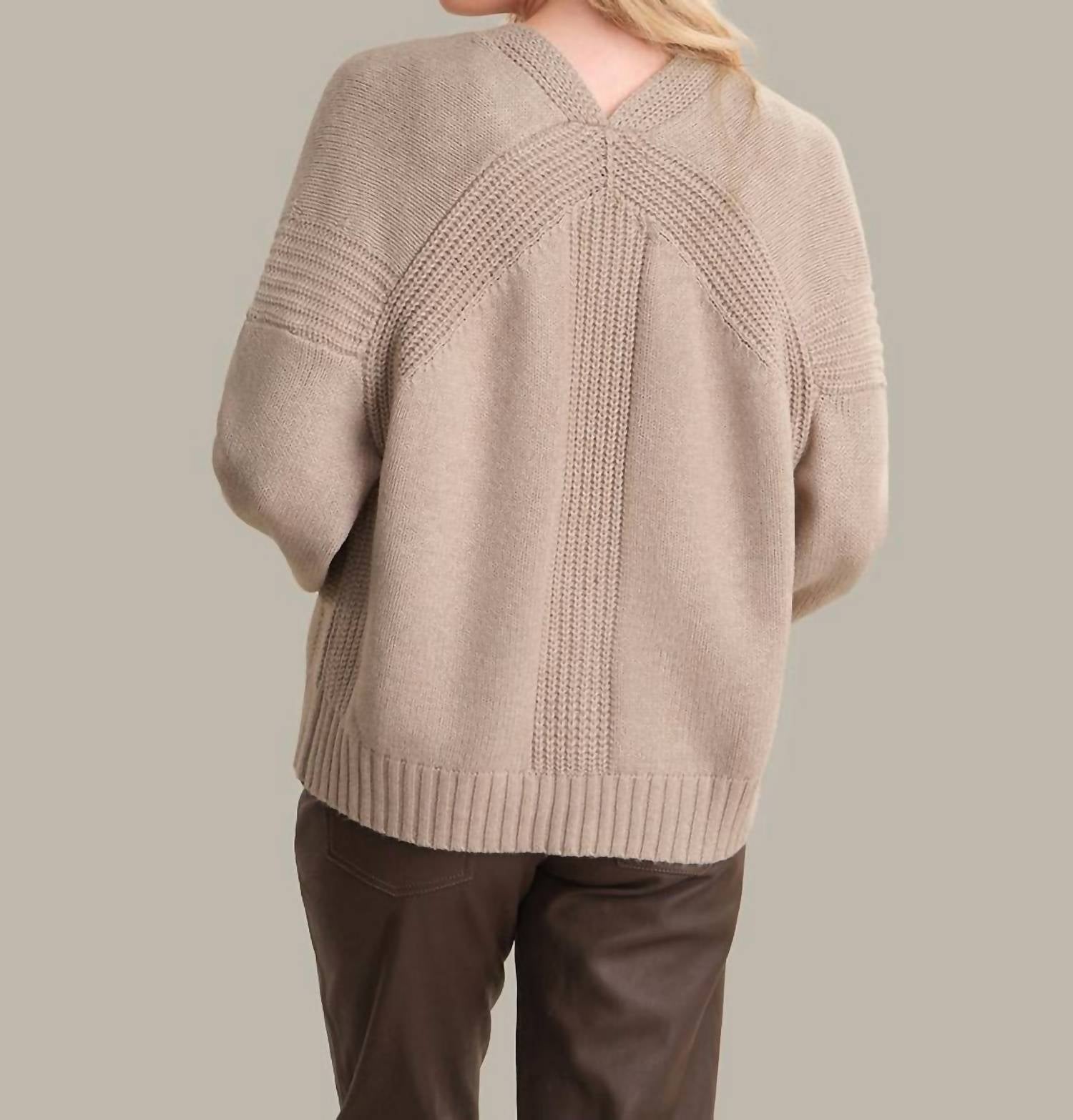 525 America Olivia Textured Cardigan in beige - women's cardigan - alternate view