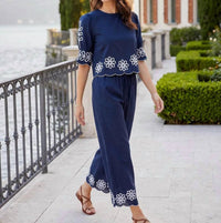 Karen Kane - Embroidered Blouson Sleeve Scallop Top