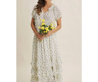 In February - Women's Floral Tiered Midi Skirt