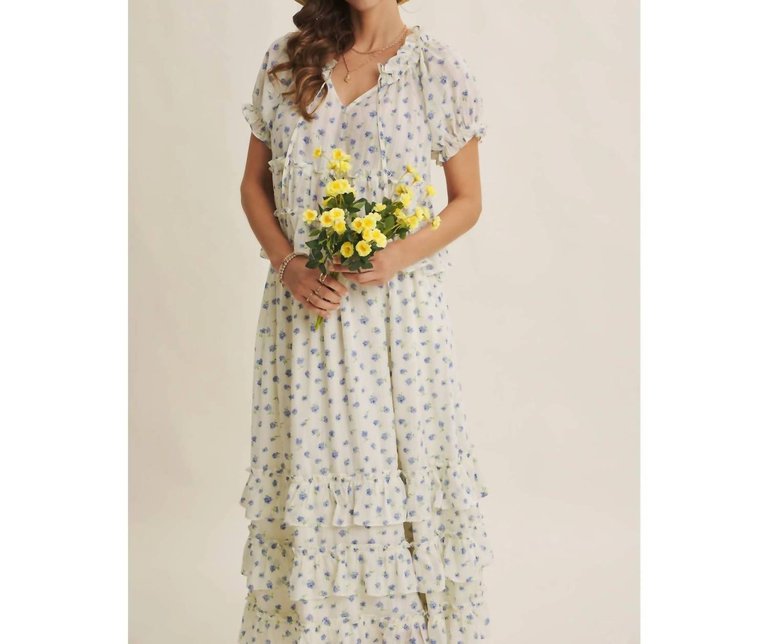In February - Women's Floral Tiered Midi Skirt