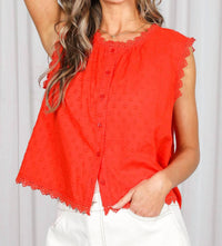 Vine & Love - Lexie Lace Edge Swiss Dot Top