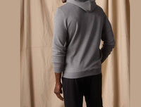 The Normal Brand Men’s Fleece Puremeso Hoodie in athletic grey - men's shirt - detail view