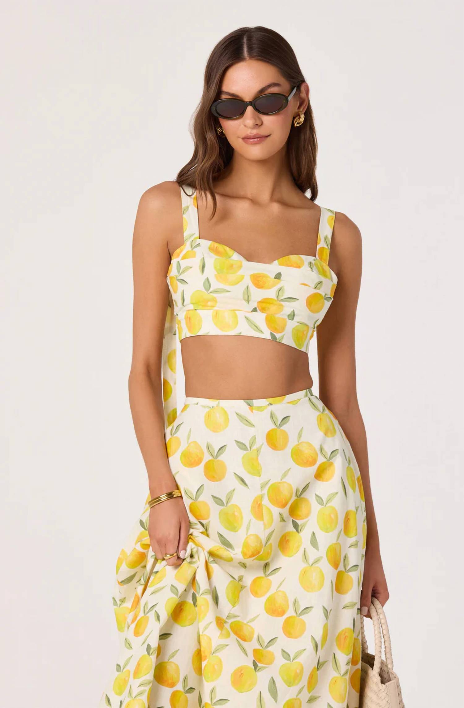Astr - Myria Print Tie-strap Cropped Bustier Top
