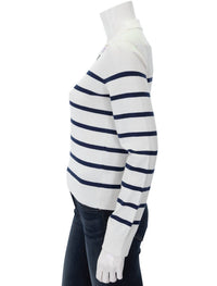Atm - Cotton Blend Striped Split Collar Sweater