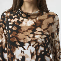 Joseph Ribkoff - Animal Print Mock Neck Long Sleeves Top