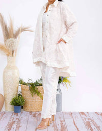 Karen T Design - Button Down Tunic And Straight Leg Pant Set