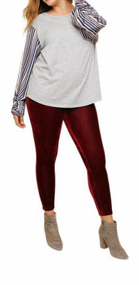 Umgee - Satin Striped Sleeve Top - Plus