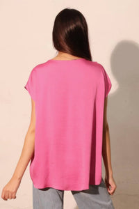 Tyche - Washed Poly Silk Tulip Tunic Top
