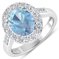 Diana M Jewels Women's Oval Natural Aquamarine Fashion Ring (2.50 Ct) - Classic Plus in 14k white gold - women's jewelry - detail view