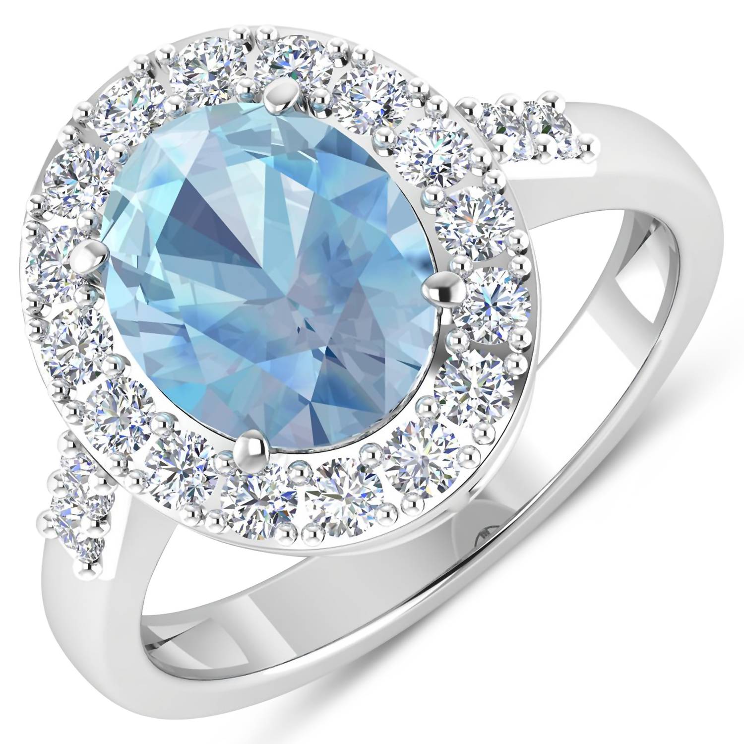 Diana M Jewels Women's Oval Natural Aquamarine Fashion Ring (2.50 Ct) - Classic Plus in 14k white gold - women's jewelry - detail view