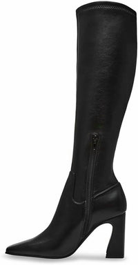 STEVE MADDEN Women's Lamarca Block-heel Stretch Dress Boots in black - women's shoe - detail view