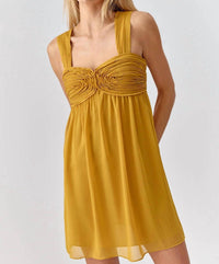 adelyn rae Ladella Rose Applique Chiffon Mini Dress in yellow - women's dress