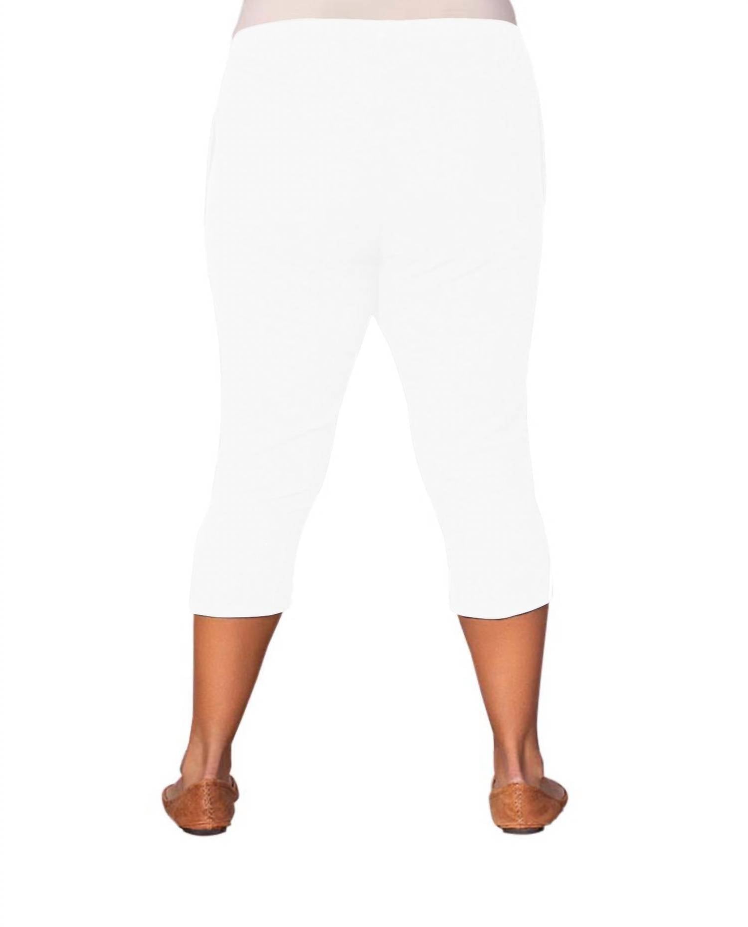 On The Plus Side - Crinkle Cotton Crop Pants - Plus
