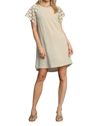 Umgee - GEOMETRIC SLEEVE MIDI LINEN DRESS
