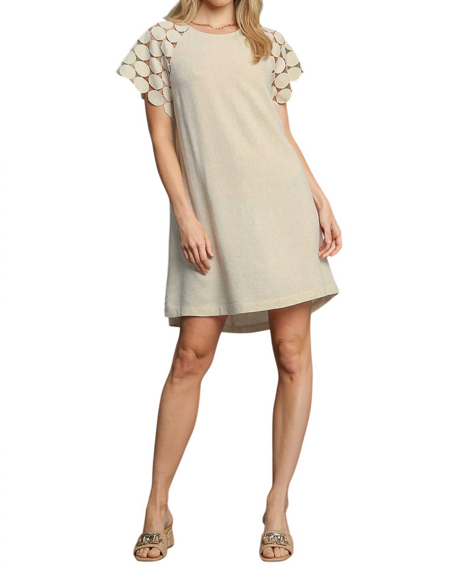 Umgee - GEOMETRIC SLEEVE MIDI LINEN DRESS