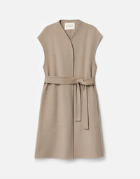 Lafayette 148 Double Face Open Front Belted Vest in hickory - women's cardigan - view 5